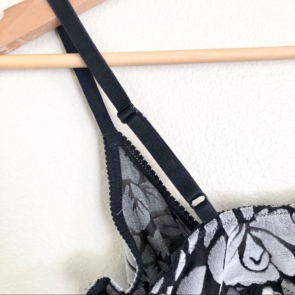 CHRISTIAN DIOR Floral Terry Unlined Underwire Bra in Grey Black - Picture 4 of 7